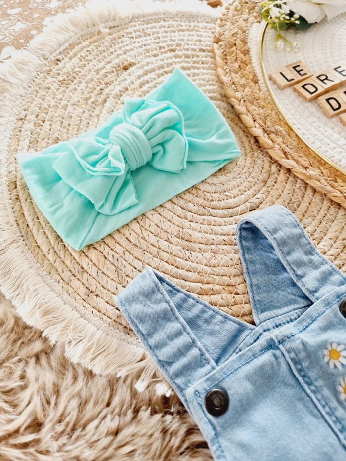 Robe bretelles 9mois bébé fille + bandeau TU - photo numéro 3