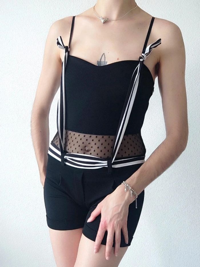 Combi short noir pois dos transparent / Made in Italy - 34/XS à 38/M - photo numéro 5
