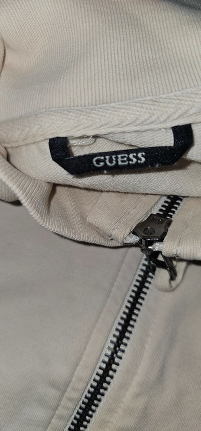 Sweat zippé guess beige taille M - photo numéro 3