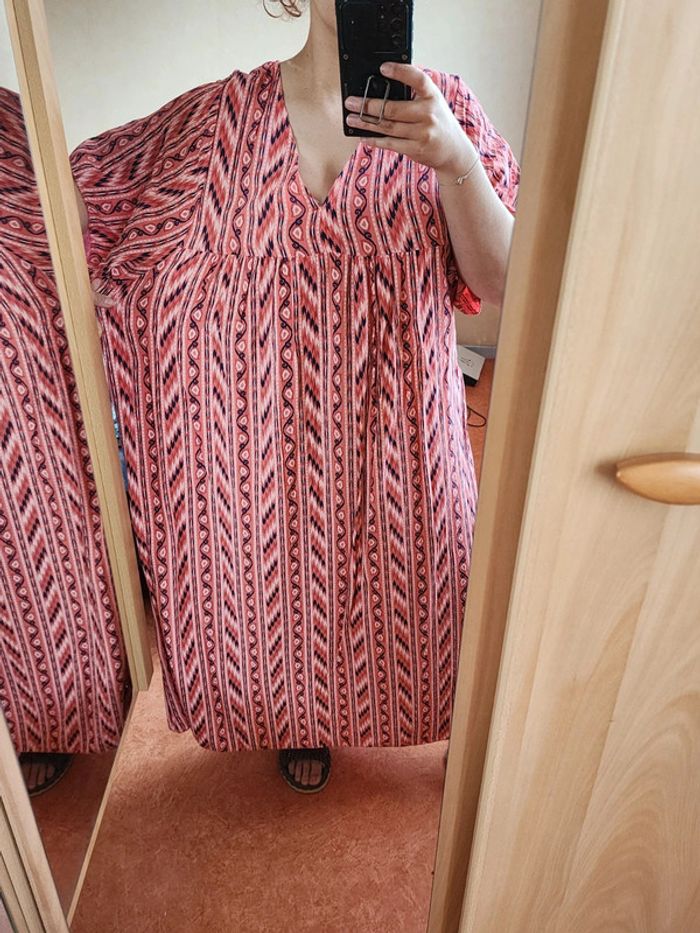 Robe longue rouge/rose à motifs TU 36/44 - photo numéro 6