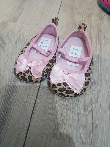 Petites chaussures ballerines léopard imprimé animalier 17 noeud rose