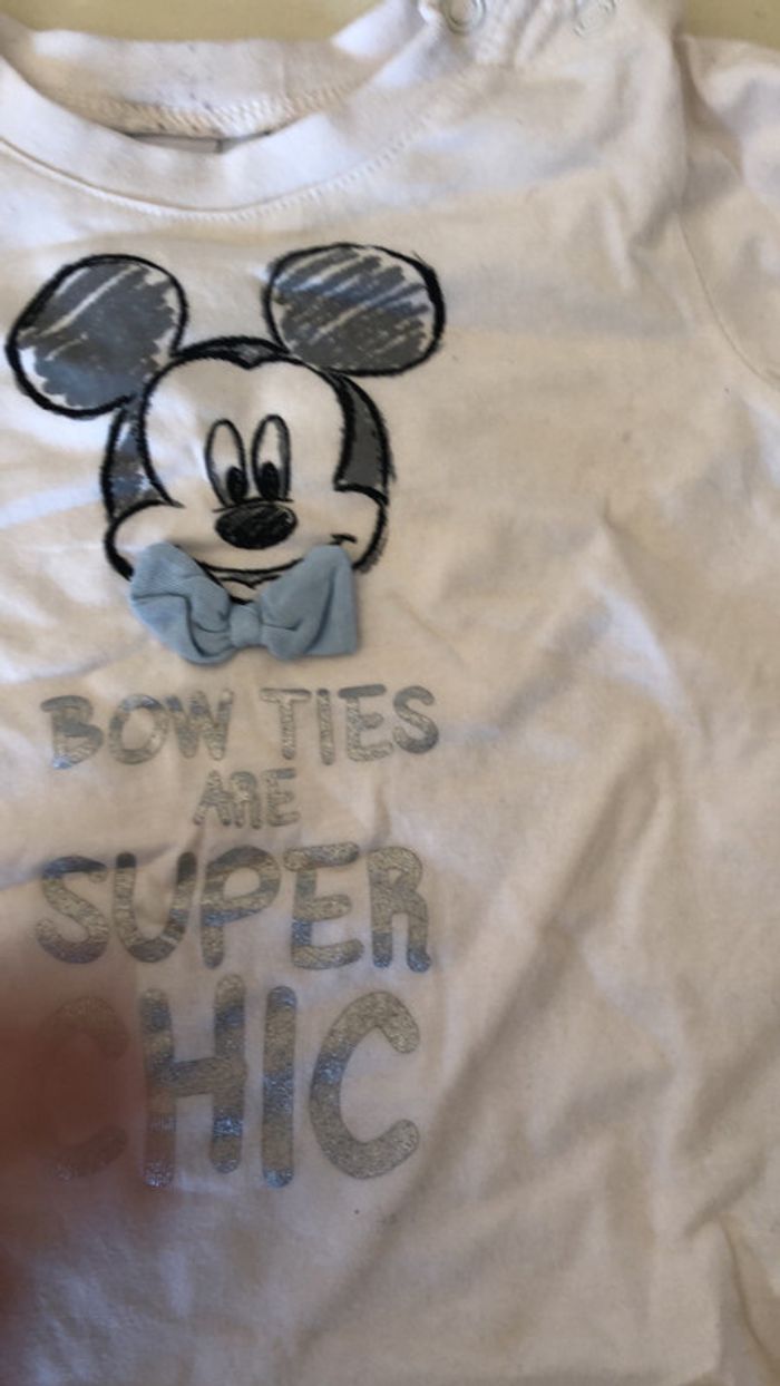 T-shirt blanc Disney Mickey 18 mois - photo numéro 2