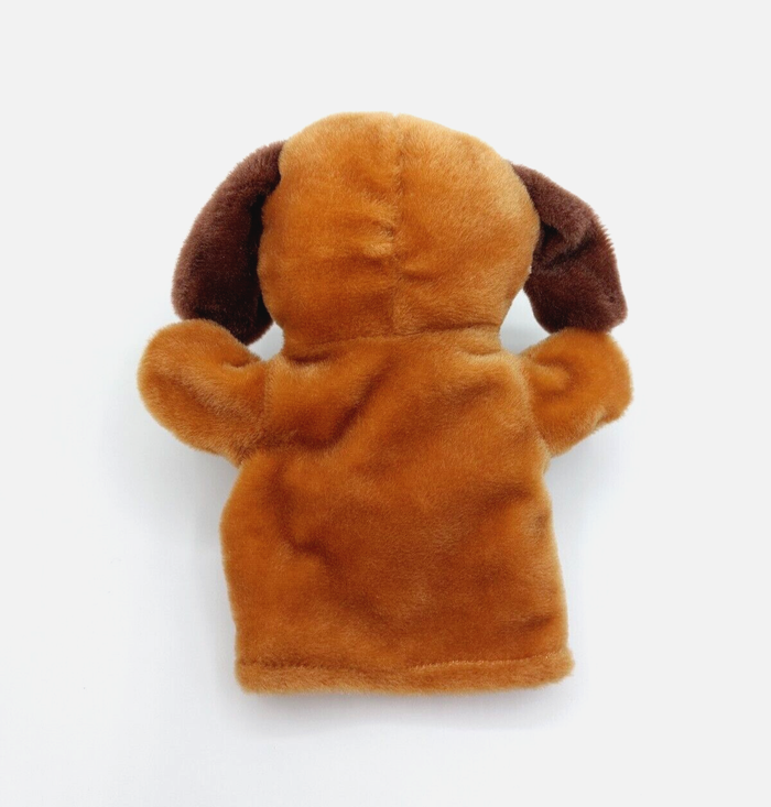 Peluche doudou marionnette chien marron blanc GIFI caramel yeux durs 20 cm - photo numéro 2