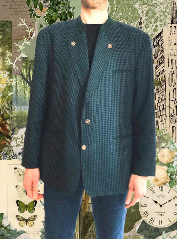 🇦🇹Blazer autrichien pure laine vierge petits carreaux Distler trachten tyrolean blazer🇦🇹 - photo numéro 2