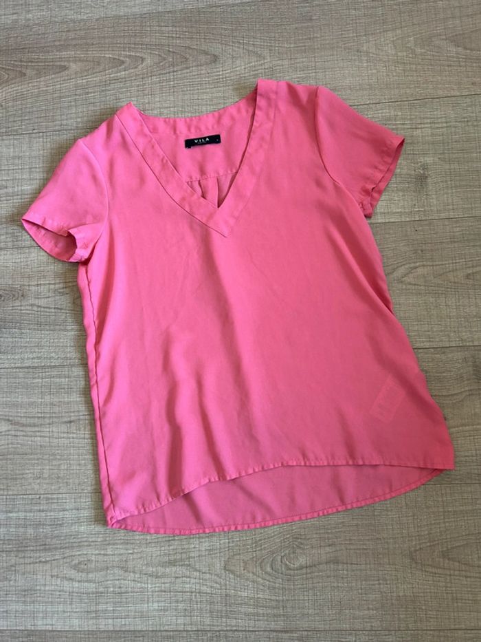 Blouse rose à manches courtes Vila taille S jamais portée - photo numéro 11
