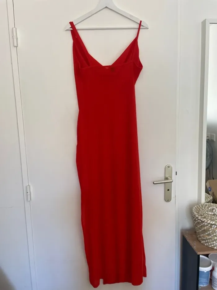 Robe longue fendu orange SHEIN L - photo numéro 4