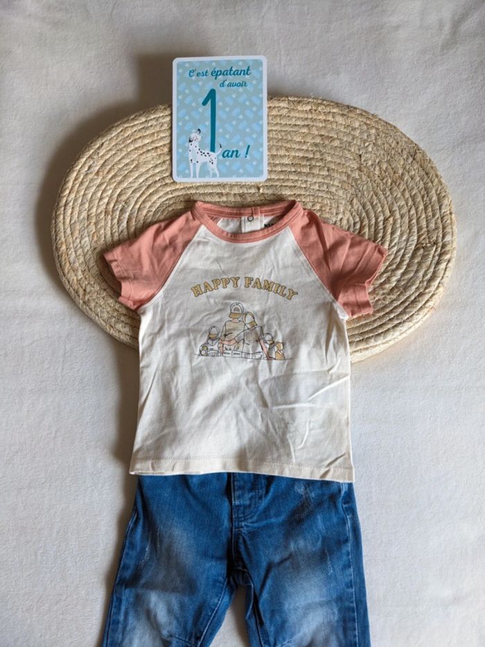 Jean et tee shirt 12 mois neuf