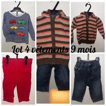 Lot de 4 vêtements en taille 9 mois
