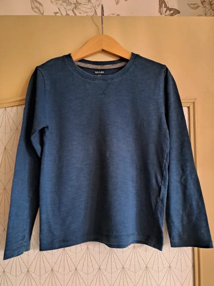 T-shirt ML garçon 6 ans tbe bleu kiabi