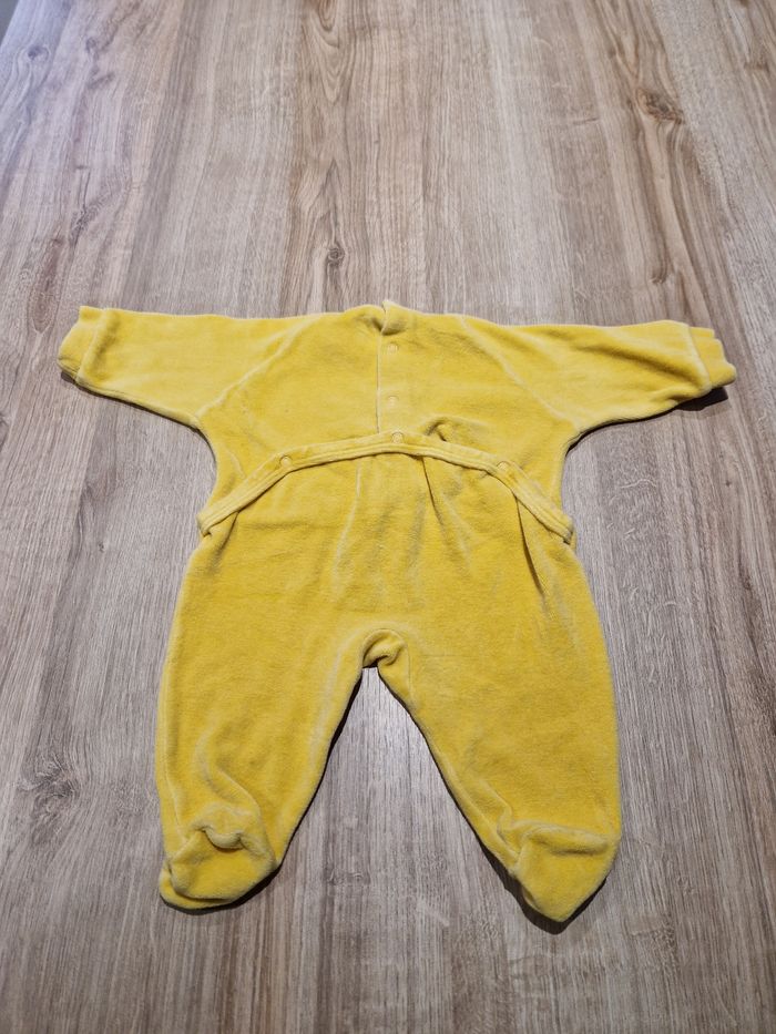 Barboteuse/Pyjama Velours Éponge Jaune Absorba - Lapin - 3 Mois - photo numéro 3