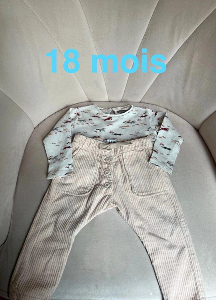 Ensemble pantalon velours grosses côtes et t-shirt 18 mois - Émile et Ida