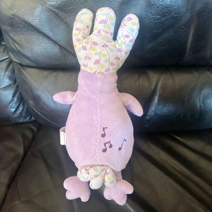 DOUDOU MUSICAL OISEAU MAUVE À CRÉTES OBAIBI 28CM - photo numéro 2