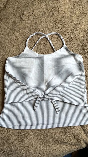 Débardeur à bretelles blanc à rayures bleues claires Kiabi taille M