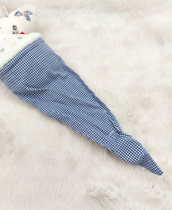 Ancien doudou poupée tissu lutin blanc Tartine et Chocolat bonnet vichy carreaux bleu blanc poule ca - photo numéro 7