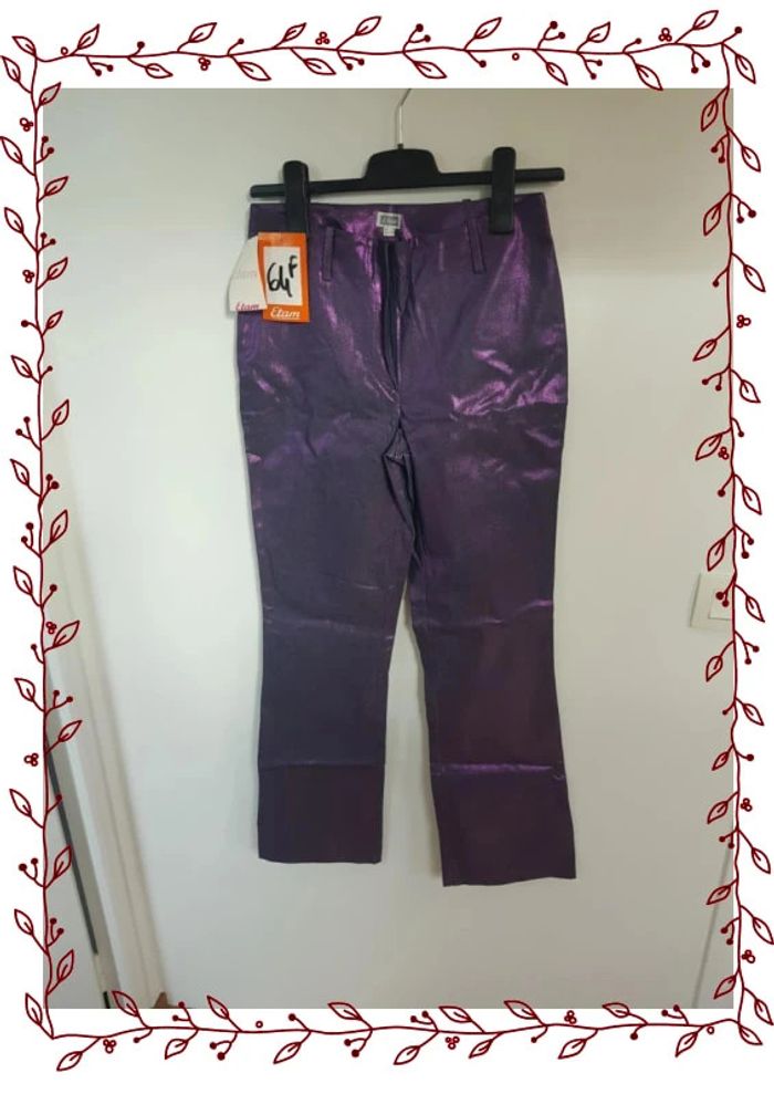 Pantalon Évasé Violet Pailleté taille 36 - photo numéro 8