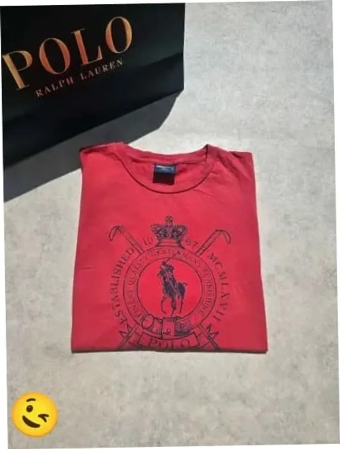 T-shirt Ralph Lauren L coupe col rond rouge Homme Men tee031