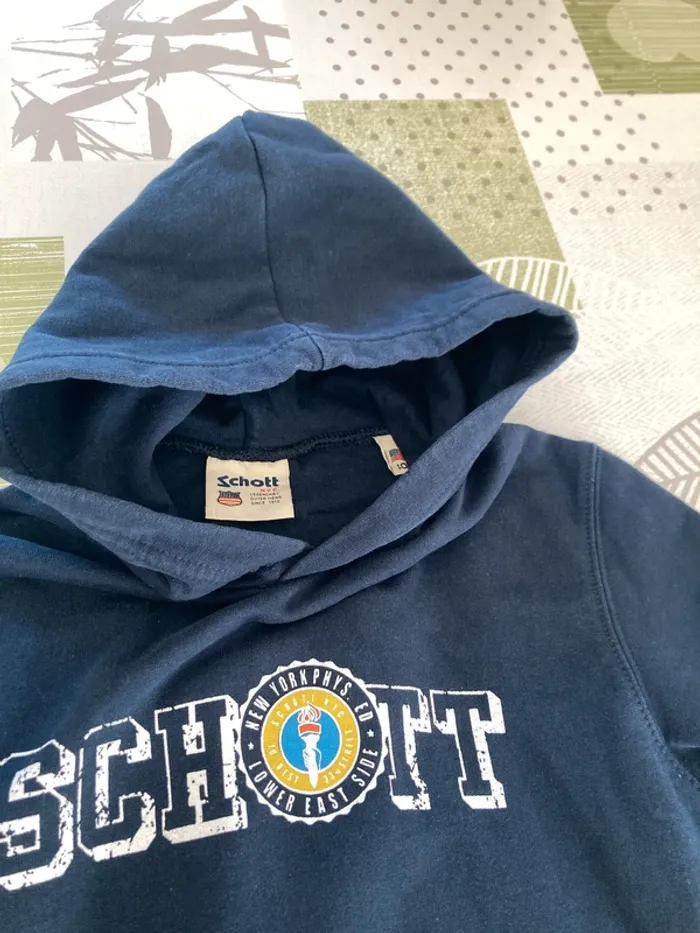 Sweat à capuche schott, bleu marine, taille 10 ans - photo numéro 3