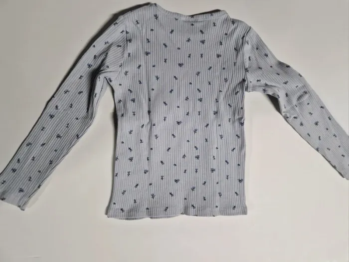 Tee-shirt manches longues fille Zara bleu fleurs 116 cm - photo numéro 2