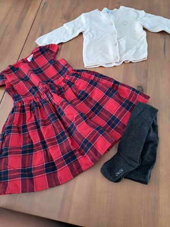 Robe écossaise et gilet 18 mois