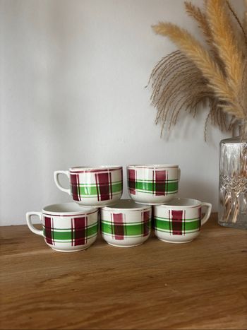 Ensemble de 5 tasses anciennes Sarreguemines Sousse