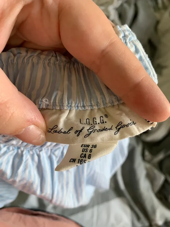 🩵 Blouse à épaules dénudées rayée - photo numéro 4