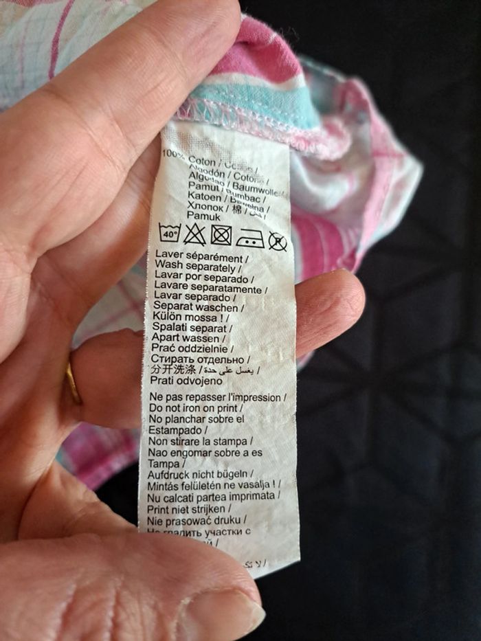 Chemise cintrée manche courte à carreaux rose et bleu 42 - photo numéro 7