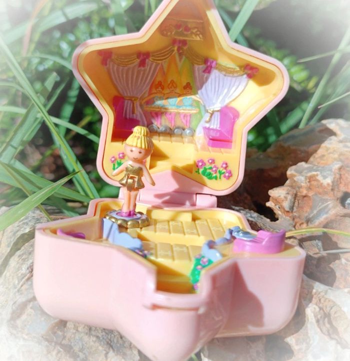 Polly pocket bluebird bague ring boîte étoile star rose saumon tiny ballerina ballerine danseuse