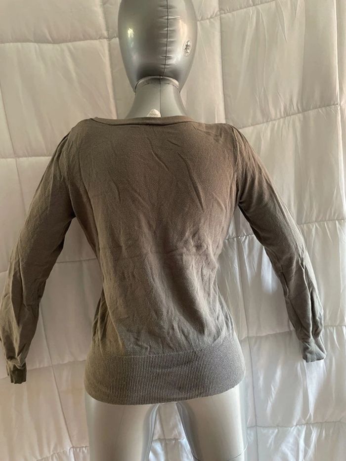 pull col V Camaïeu gris taille M - photo numéro 3