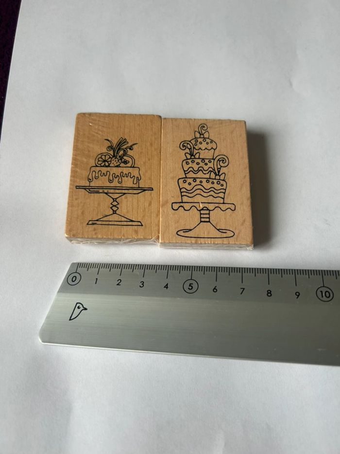 Lot de 2 tampons bois gâteaux d’anniversaire