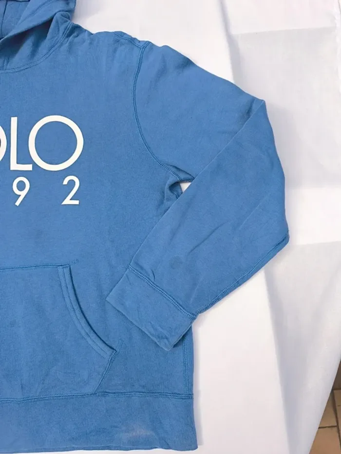 Sweat Polo Ralph Lauren homme bleu taille L capuche bon état - quelques tâches - photo numéro 4