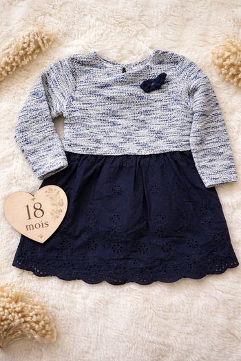 Robe bi-matiere manches longues