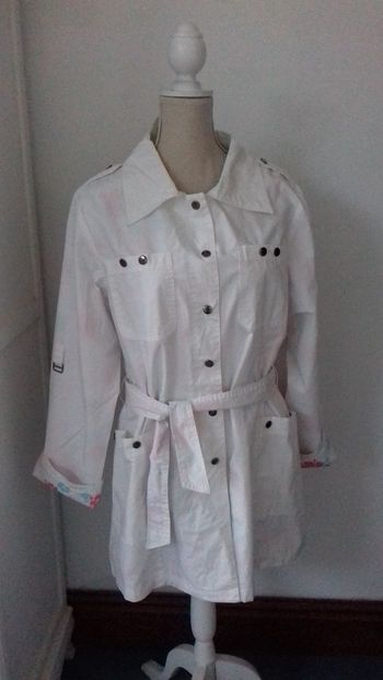 Imperméable blanc doublure fleurie - Tropical Waters - T. 46/48 - Neuf 