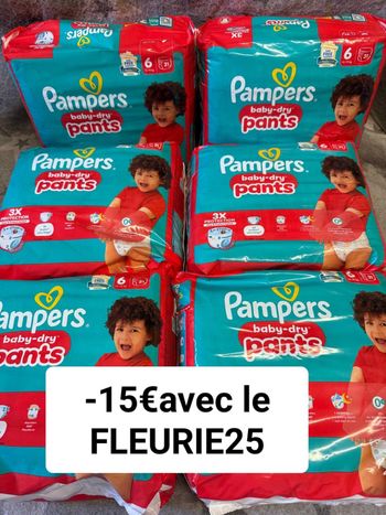 Six pack de couches Pampers taille 6 cullotte