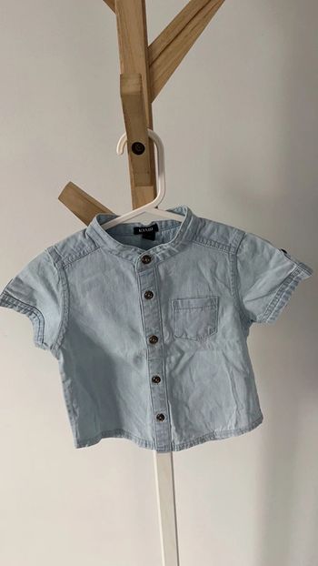 Chemise jean manches courtes col Mao 12 mois