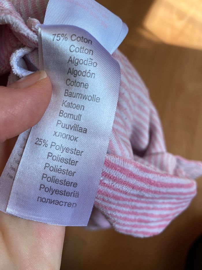 Beau pyjama/grenouillère Vertbaudet à rayures T. 1 mois/54 cm fille TBE - photo numéro 11