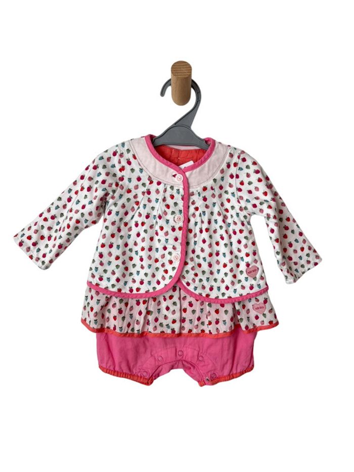 LOT / Ensemble Kenzo Kids imprimé fraises (combishort + cardigan) - 3 mois (60cm)
