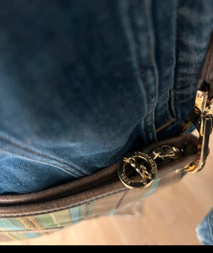 Sac bandoulière Longchamp authentique – Vert turquoise & marron - photo numéro 8