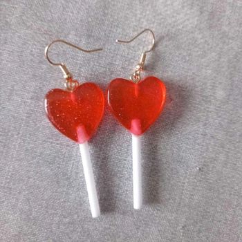 Boucle d'oreille sucette rouge