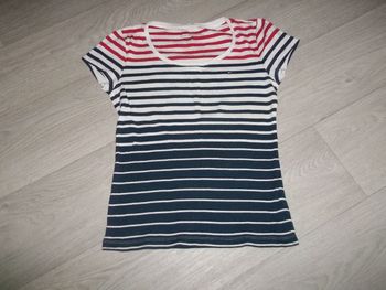 Tee shirt TOMMY HILFIGER rayé bleu, blanc, rouge taille M TBE