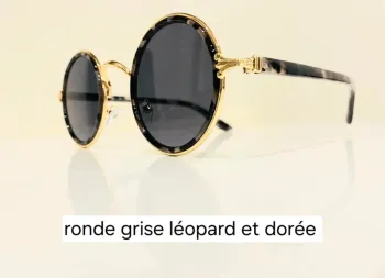 Lunette de soleil mixte ronde grise léopard et dorée uvprotection catégorie 3