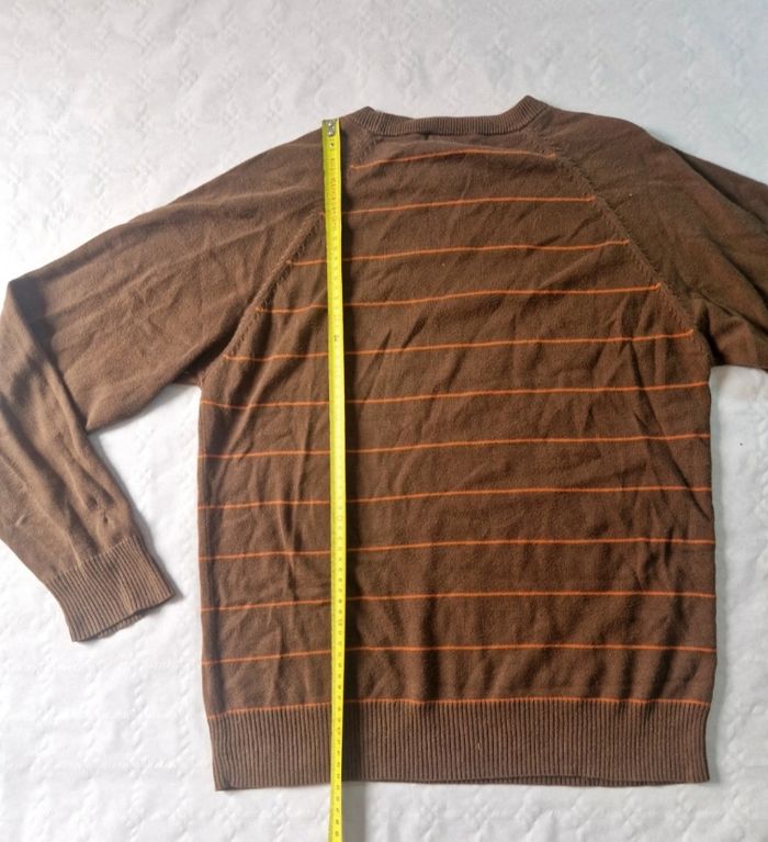 Carhartt Pull col rond marron rayures orange Homme taille M - photo numéro 5