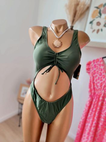 🌿 Maillot de bain sexy une pièce kaki - Taille XL (42) 🌿