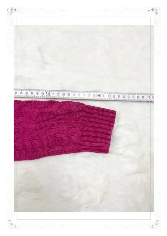 Ralph Lauren pull femme coton torsadé rose col V taille M - photo numéro 11