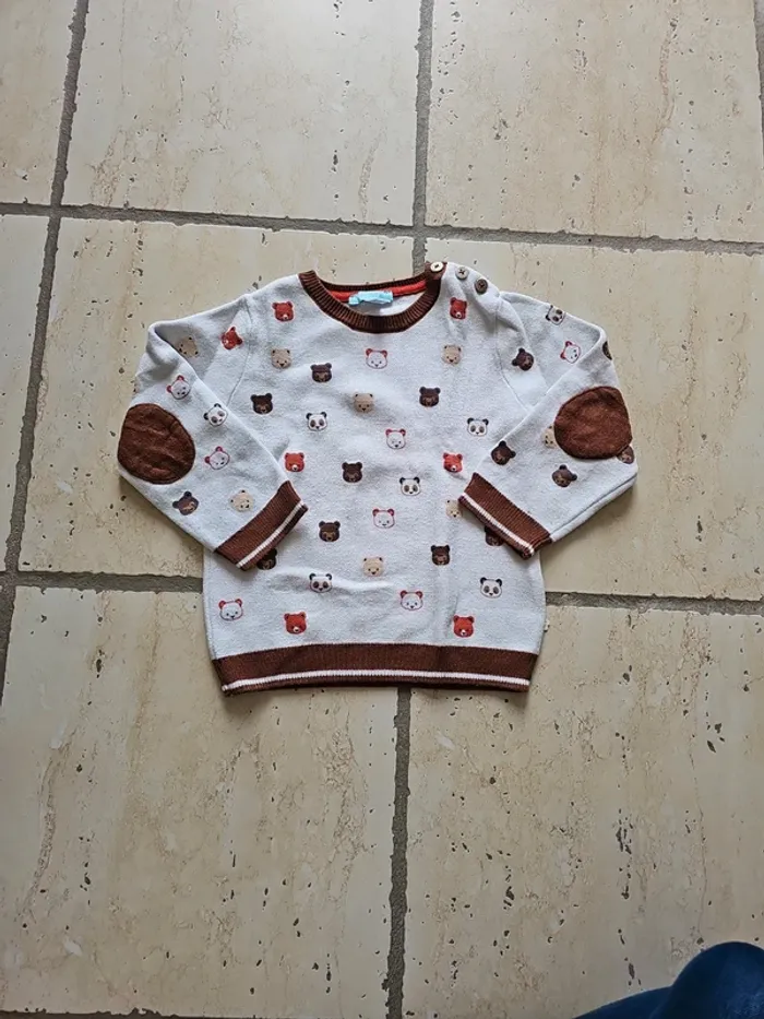 Pull col rond ours - Obaïbi - 23 mois/86 cm