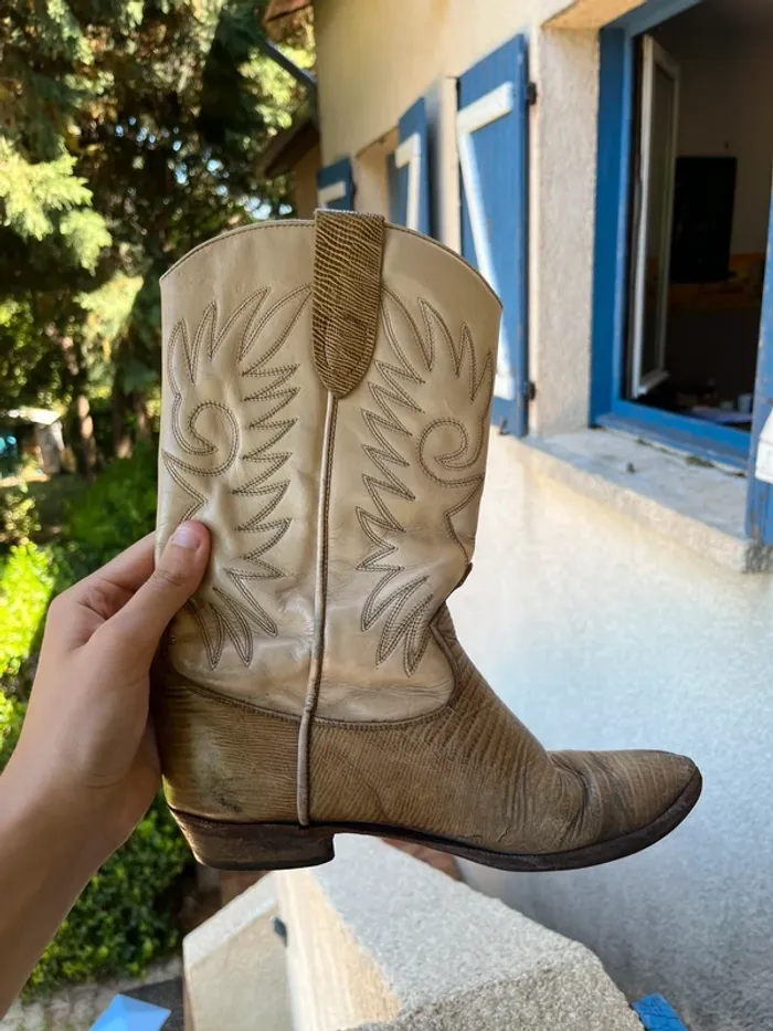 Santiags cuir vintage bohème champêtre country western - photo numéro 2