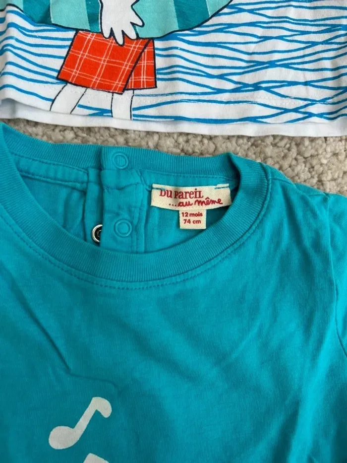 Lot de 2 tee-shirts à manches courtes garçon- 12 mois - du pareil au même - photo numéro 4