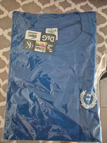 T-shirt homme bleu à manches courtes Keya neuf, taille 2XL