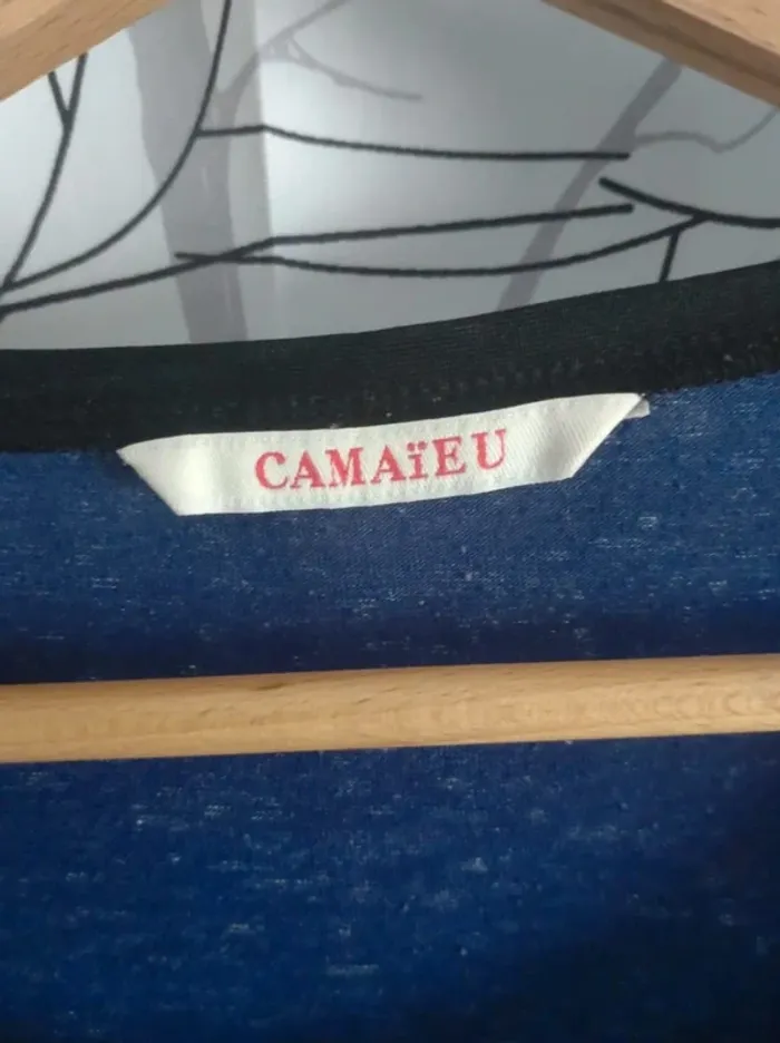 Pantalon fluide large bleu marine femme taille 40 + donne un t-shirt bleu "Dream" - photo numéro 9