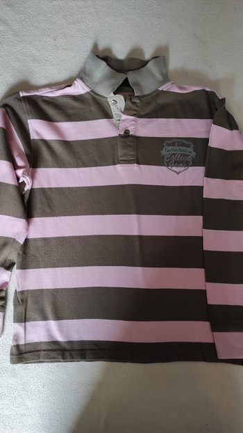 Polo manches longues à rayures pur coton biologique