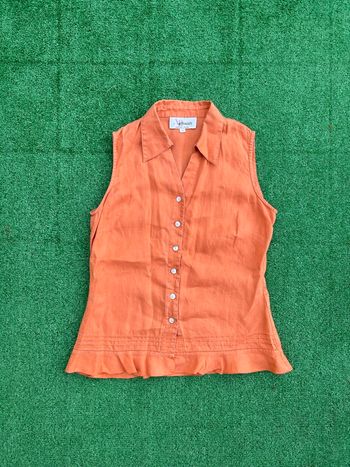 Top sans manches en lin orange Armand Thiery – taille S